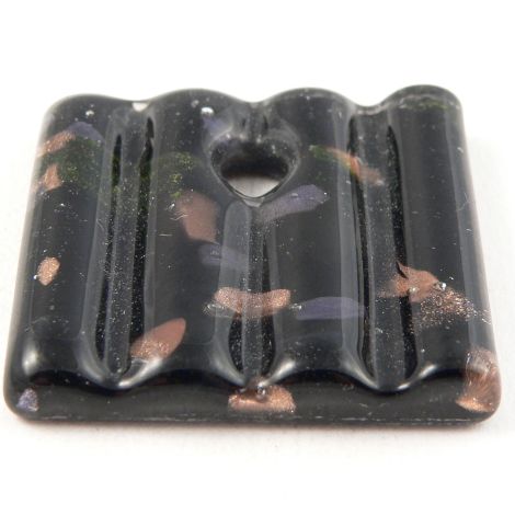 40mm Black & Gold Square Glass 1 Hole Pendant/Button