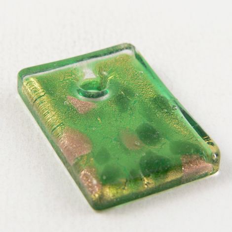 32mm Green Rectangular Glass 1 Hole Pendant/Button