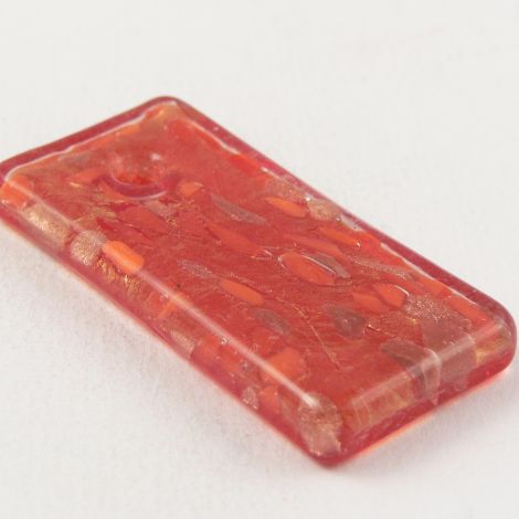 50mm Orange Rectangular Glass 1 Hole Pendant/Button