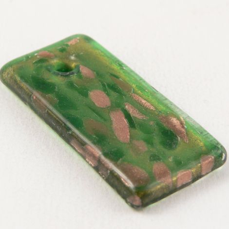 50mm Green Rectangular Glass 1 Hole Pendant/Button