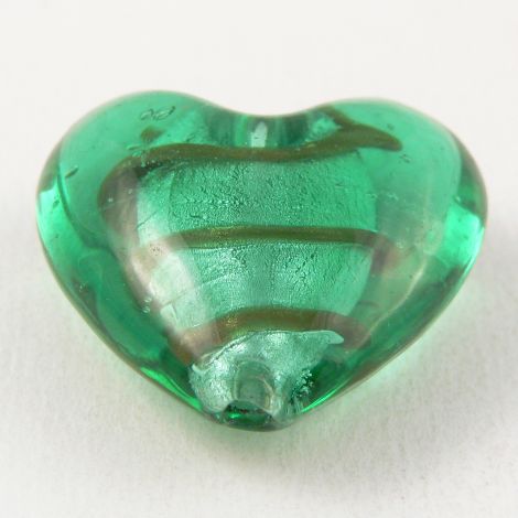 35mm  Green Heart Pendant Glass 1 Hole Button