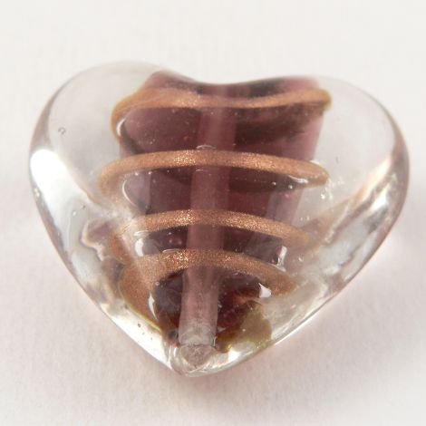 35mm  Lilac Heart Pendant Glass 1 Hole Button