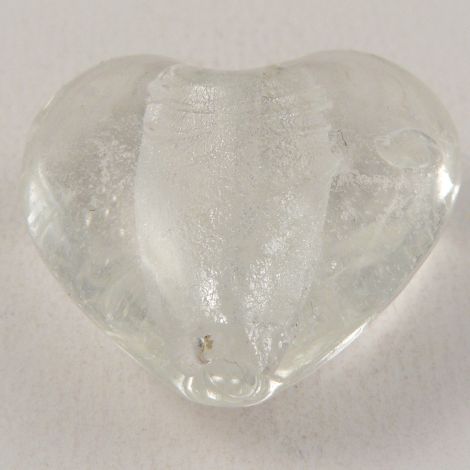 35mm  Silver Heart Pendant Glass 1 Hole Button