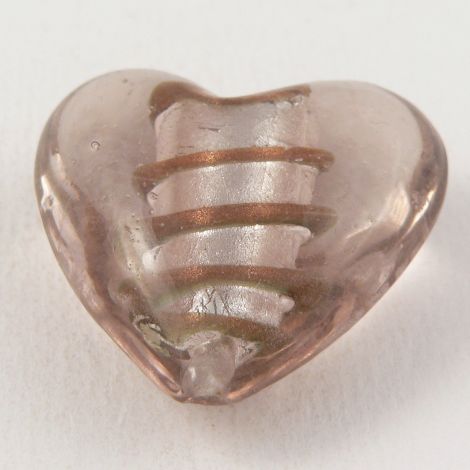 35mm  Brown Heart Pendant Glass 1 Hole Button