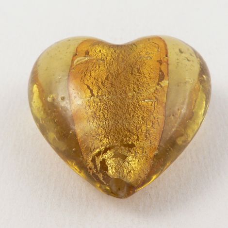 35mm  Gold Heart Pendant Glass 1 Hole Button