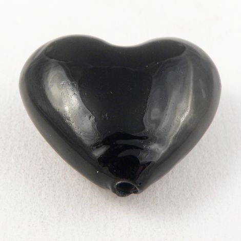 35mm  Black Heart Pendant Glass 1 Hole Button