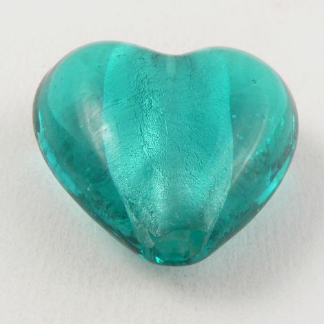 35mm  Turquoise Heart Pendant Glass 1 Hole Button