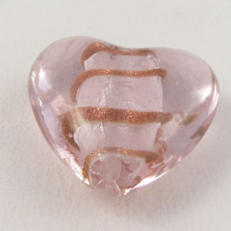 35mm  Pink & Gold Heart Pendant Glass 1 Hole Button