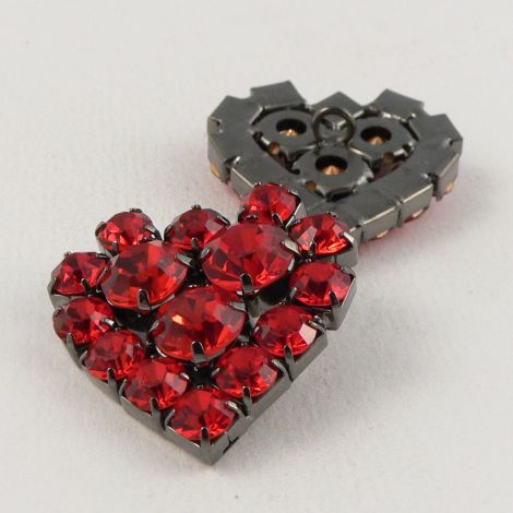 24mm Heart Shaped Red Glass Shank Button