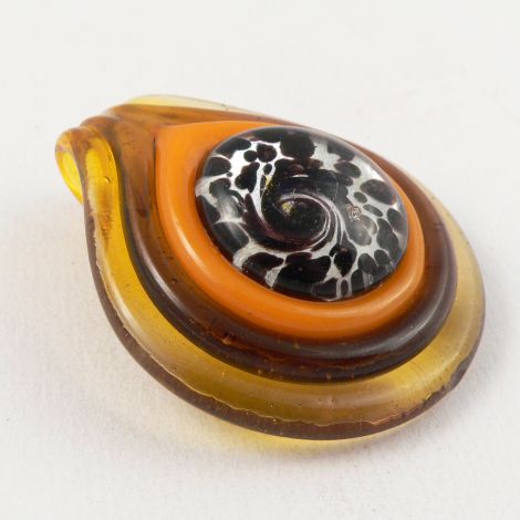 53mm Tongue Shaped Glass 1 Hole Pendant/Button