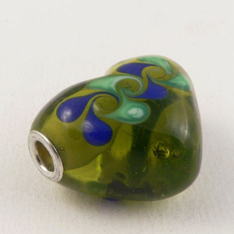 30mm Chunky Heart Glass 1 Hole Bead/Button