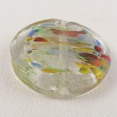 35mm Multicoloured Round Glass 1 Hole Bead/Button