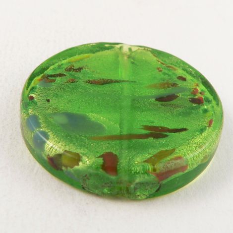 35mm Green Round Glass 1 Hole Bead/Button