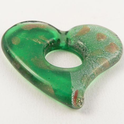 60mm Green Heart Ring Glass 1 Hole Pendant/Button