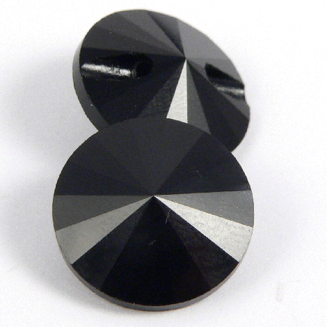 14mm Rivoli Crystal Jet Black Shank Glass Button
