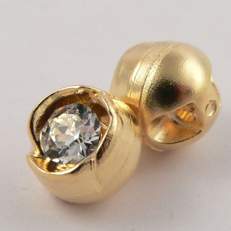 10mm Gold Flower Faceted Glass Shank Button