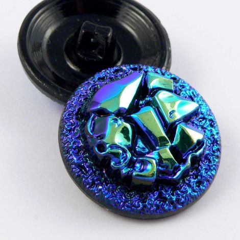 27mm Blue & Gold Sparkly Glass Shank Button