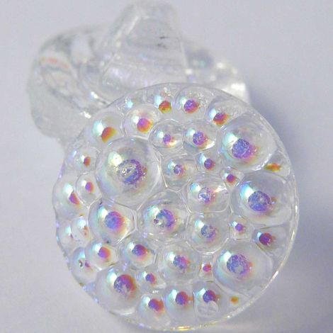 16mm Clear Iridescent Bobbly Glass Shank Button