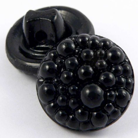 16mm Black Bobbly Glass Shank Button