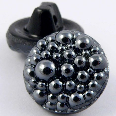 16mm Grey Bobbly Glass Shank Button