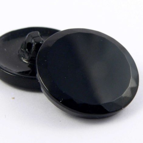 11mm Black Glass Flat Shank Button