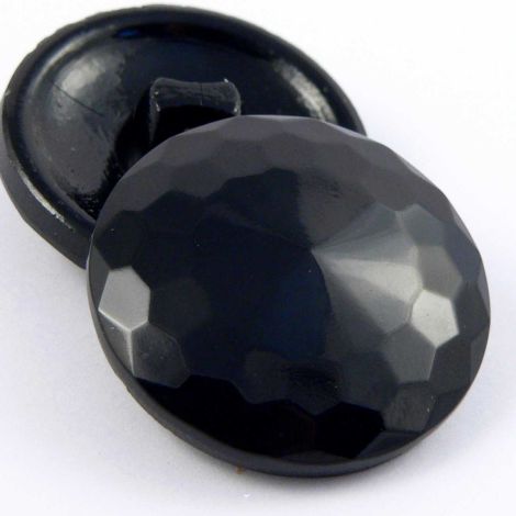 18mm Black Pyramid Faceted Domed Glass Shank Button