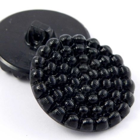 27mm Black Bobbly Glass Shank Button