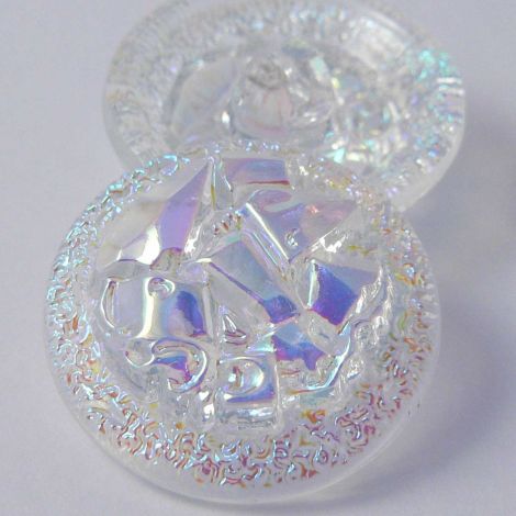 27mm Clear Sparkly Iridescent Glass Shank Button