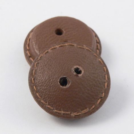 21mm Vintage Brown Leather 2 Hole Button