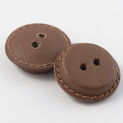 21mm Vintage Dark Tan  Leather 2 Hole Button