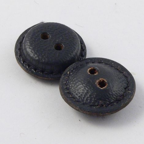 16mm Vintage Navy Blue  Leather 2 Hole Button