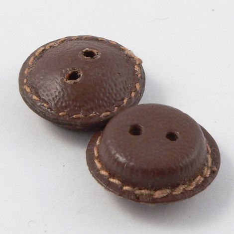 16mm Vintage Brown Leather 2 Hole Button