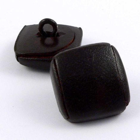 24mm Brown Square Matt Leather Shank Button