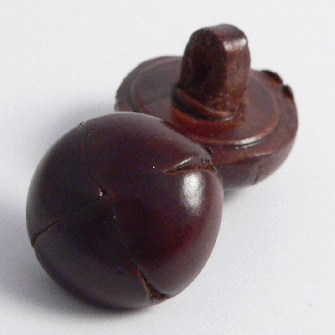 15mm Shiny Brown Leather Button With a Leather Shank