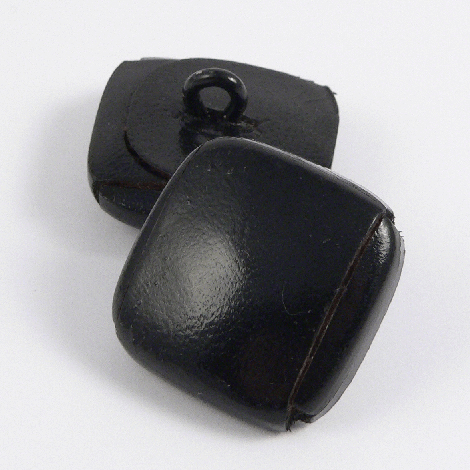 17mm Black Square Leather Shank Button