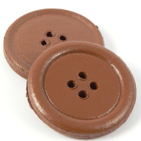 28mm Tan Leather 4 Hole Coat Button