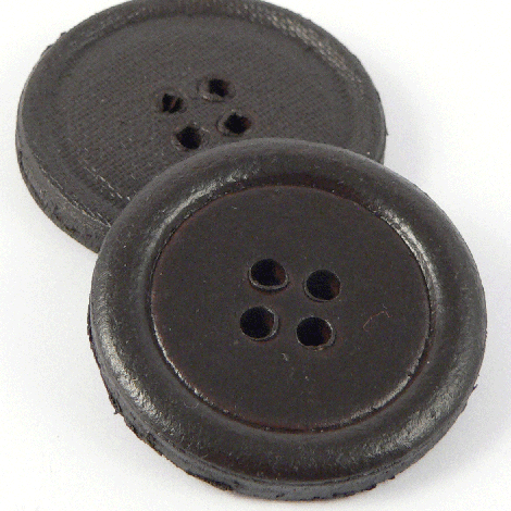 28mm Dark Brown Leather 4 Hole Coat Button