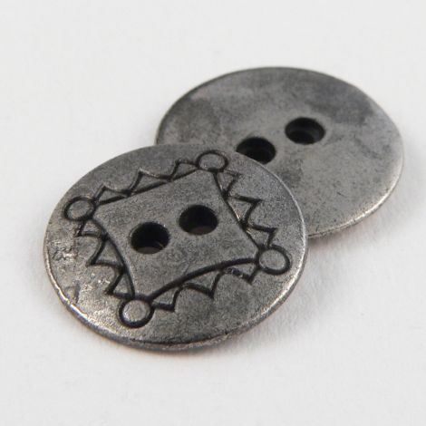 15mm Round Metal 2 Hole Pewter Button