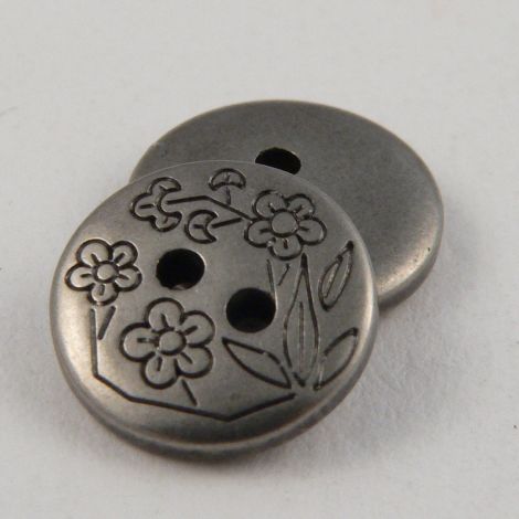 13mm Round Pewter Metal 2 Hole Button