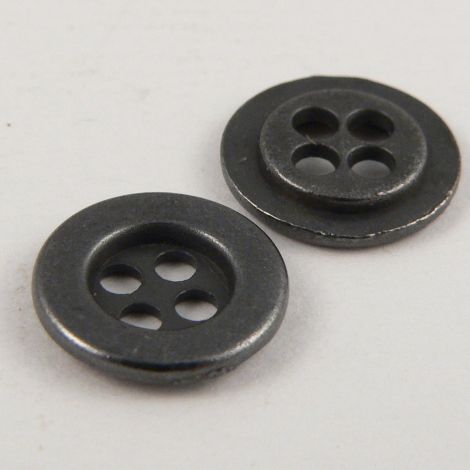 11mm Round Pewter Metal 4 Hole Shirt Style Button