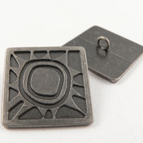 24mm Abstract Pewter Square Metal Shank Button