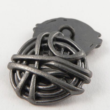 21mm Pewter Basket Weave Metal Shank Button