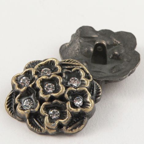 33mm Ornate Diamante Metal Shank Button
