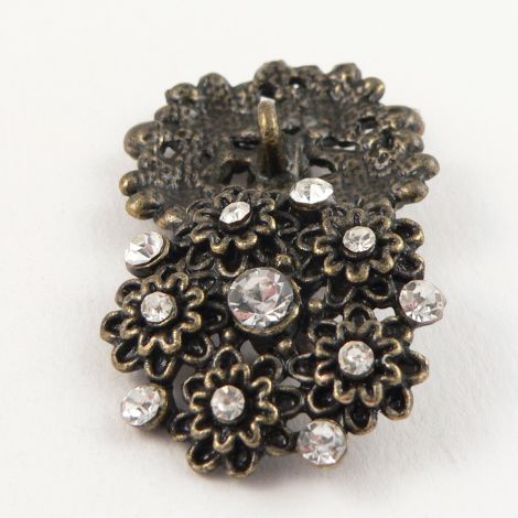29mm Ornate Diamante Metal Shank Button