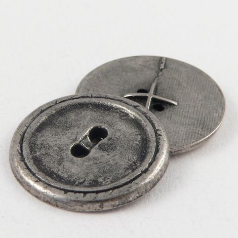 22mm Silver/Pewter  Metal 2 Hole Button