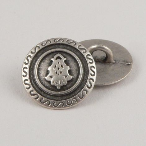 15mm Silver Coat of Arms Metal Shank Button