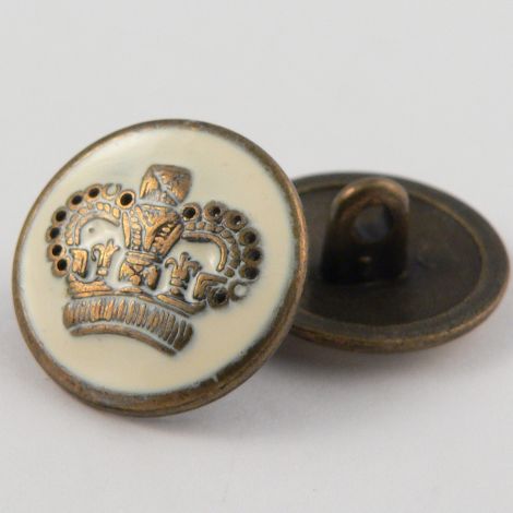 20mm Brass/Enamel Coat of Arms Crown Metal Shank Button