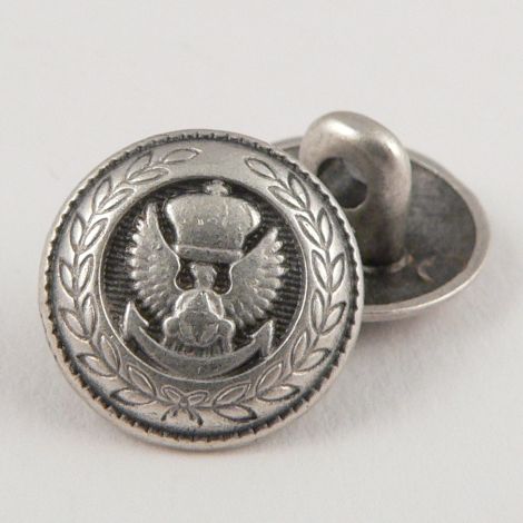15mm Silver Coat of Arms Metal Shank Button