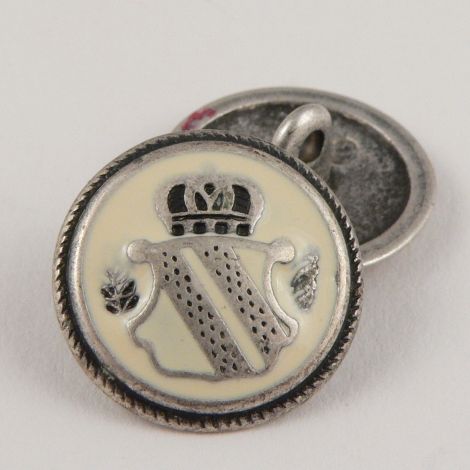 20mm Silver/Enamel Coat of Arms Metal Shank Button