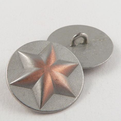 23mm Silver Domed Star Metal Shank Button